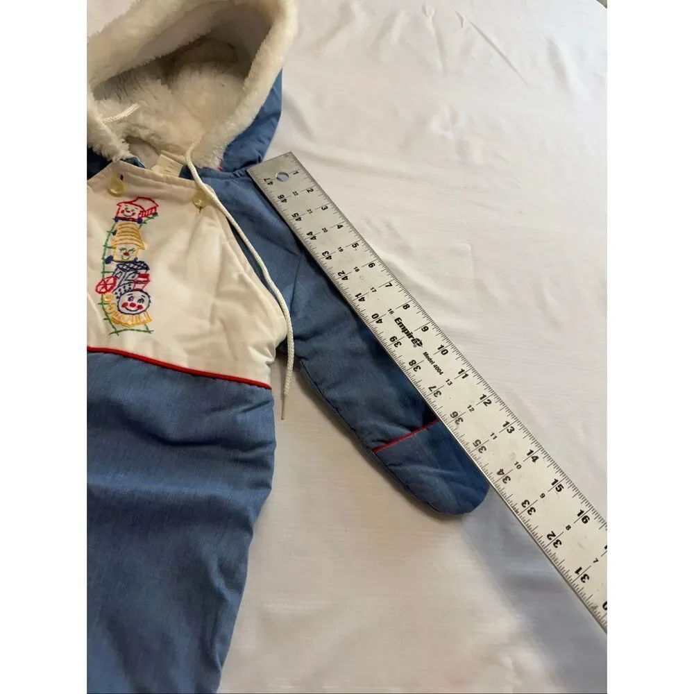 Quiltex Vintage Kids Train Embroidered Snowsuit Size 12 Months